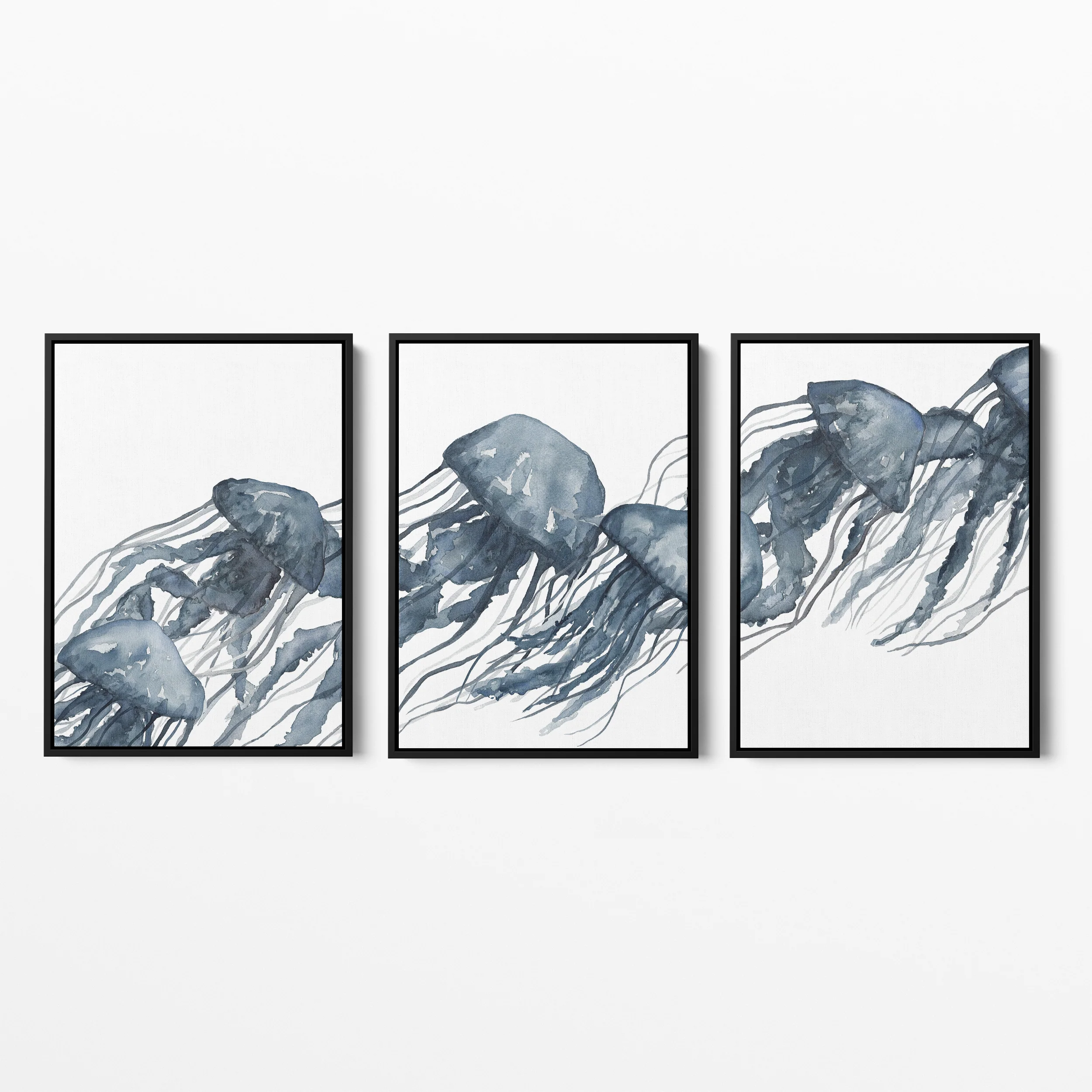 Watercolor Blue Jellyfish Triptych - Set of 3 - Image 5