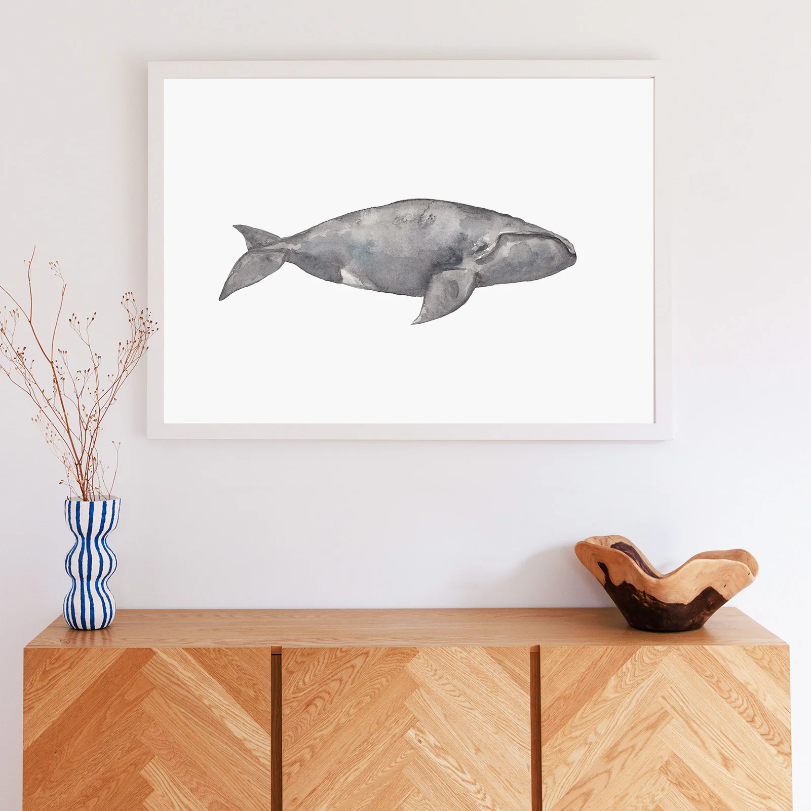 Watercolor Right Whale Painting