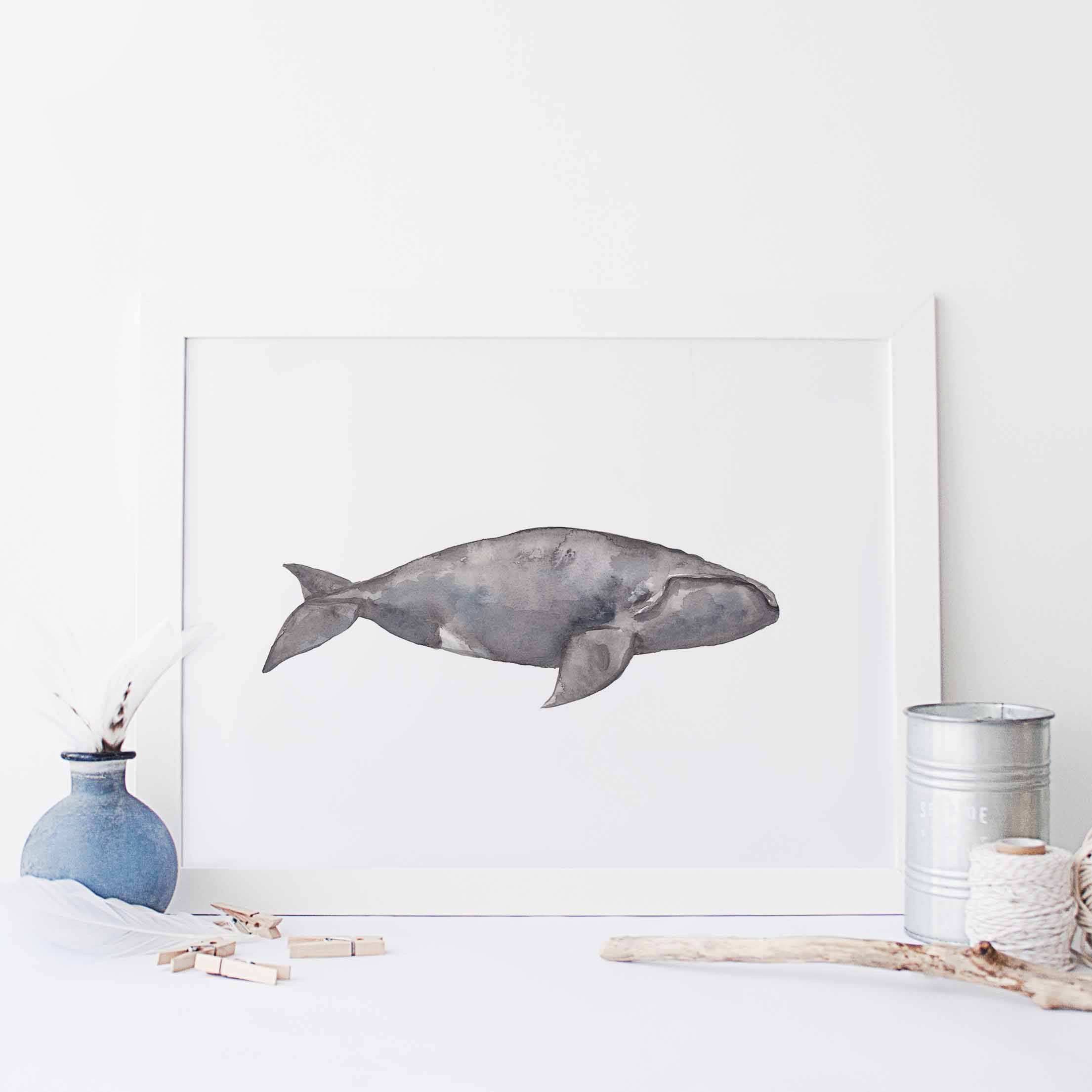 Watercolor Right Whale Painting - Image 6