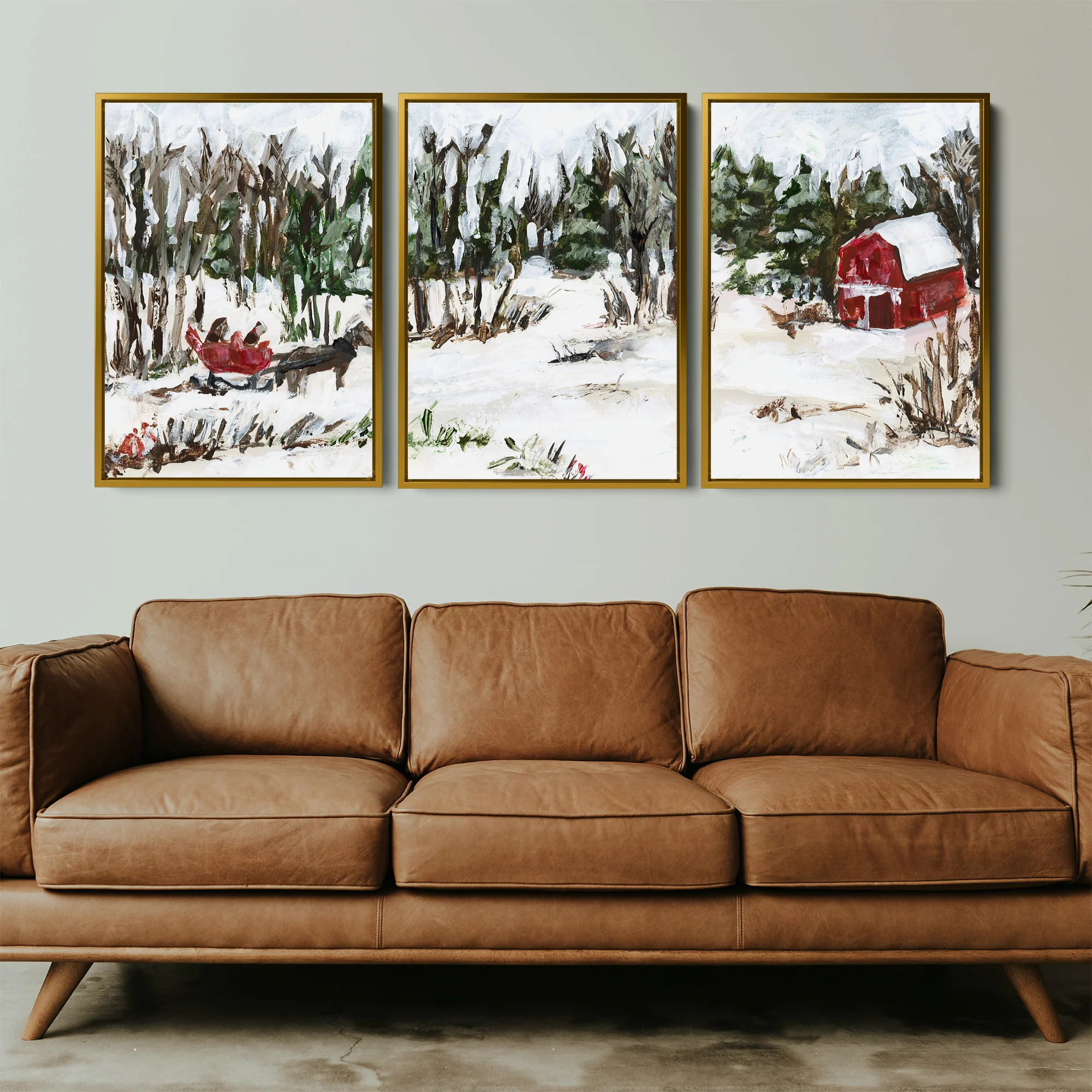 Winter's Barn Triptych - Set of 3 - Image 5