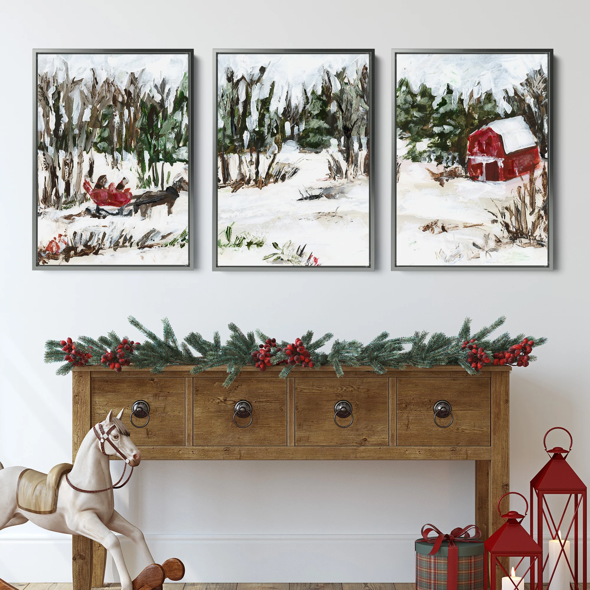 Winter's Barn Triptych - Set of 3 - Image 6