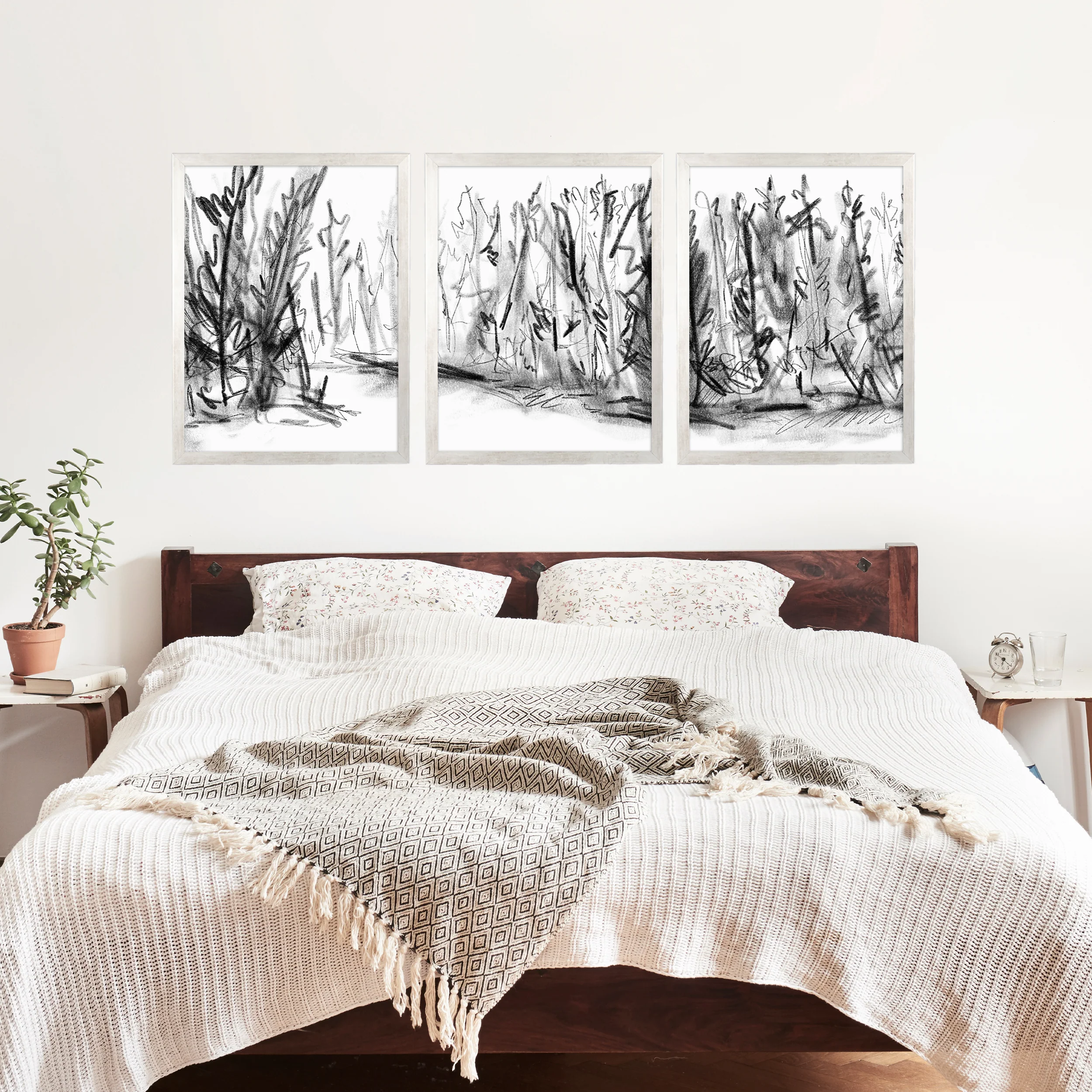 Woods Forest Black and White Sketch - Set of 3 - Image 10