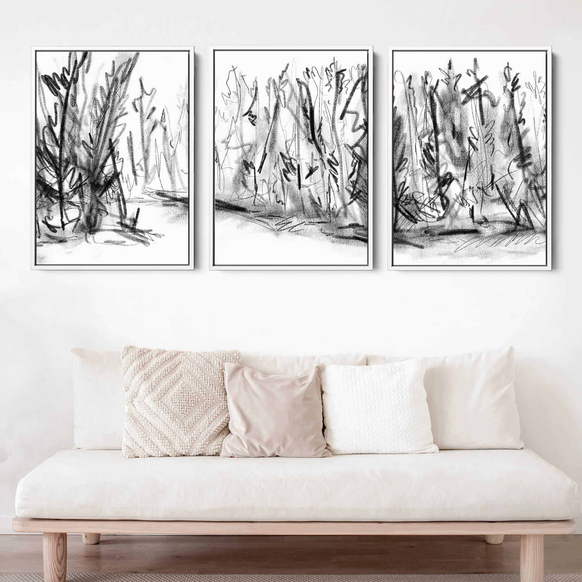 Woods Forest Black and White Sketch - Set of 3 - Image 7